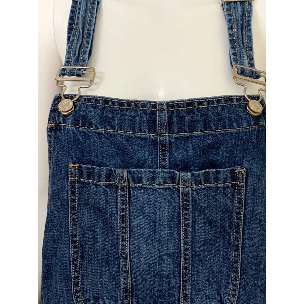 Gap Denim Women's Large Dark Wash Cotton Overall Shorts‎ Raw Hem 11/19 L